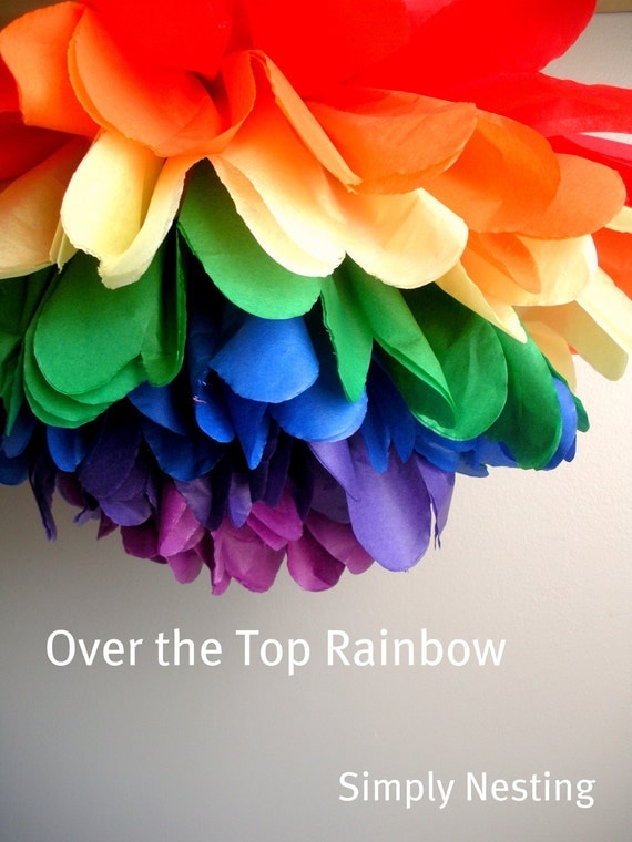 SPRINGSALE 1 Rainbow Pom Pom, Tissue Paper Pom Pom, Rainbow Theme Party, Art Party Pom Pom