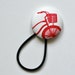 Super Large Hair Tie - Bicycle with Basket - Red and White on Super Strong Snagless Elastic