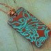 Copper Turquoise Necklace Polymer Clay Jewelry Domino Pendant Hand Stamped Art Jewelry