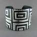 Silver Cuff Bracelet Polymer Clay Jewelry Geometric Pattern Hand Stamped Jewelry Wide Bracelet Custom Cuff