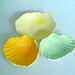ceramic seashell collection, in tangerine, lemon line, yellow