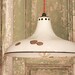 RESERVED for Mel - PLUG IN - Lighting With Vintage Industrial White Enamel Shade - Red White Blue - 4th of July - Cobalt Blue