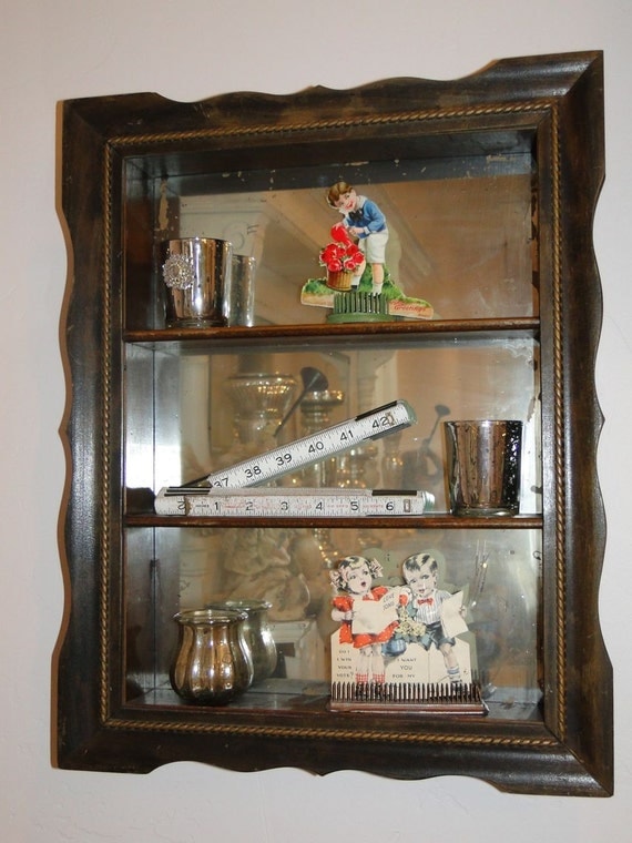 Antique Shadow Box Frame with Mirror