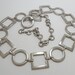 Vintage Chain Belt Silver Tone Metal Circles and Squares Art Deco Retro 1980s