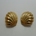 Vintage Earrings Signed Givenchy Gold Tone Metal Fans Art Deco Retro Clip On 1980s