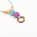 SALE Organic Cotton Collection - Breastfeeding Mom Necklaces - berry purple and teal green with coconut circle pendant