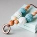 100% Certified Organic Cotton - Nursing Breastfeeding Necklace - teal and aqua with brown coconut circle pendant