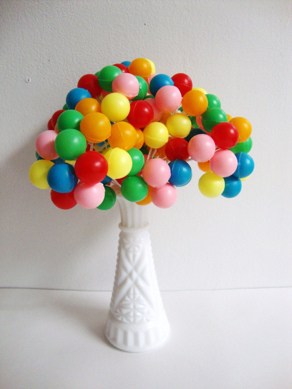 3 Stems of Plastic Colorful Balloons Cake Toppers Party Favors