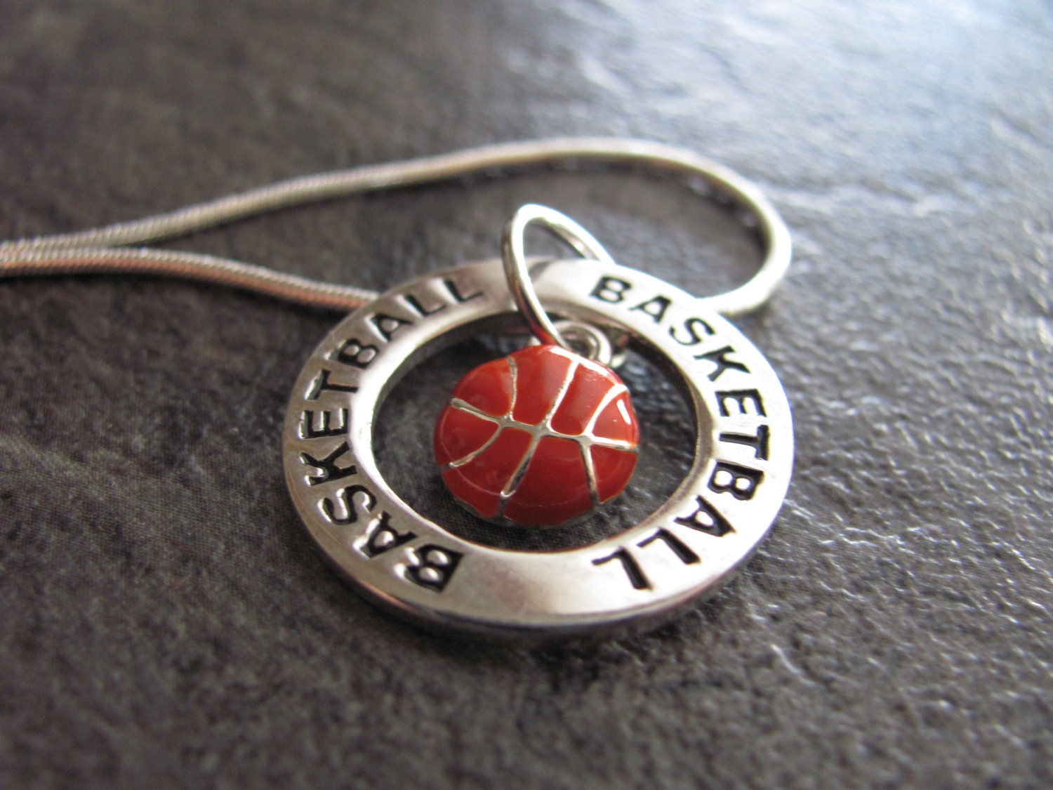 Basketball Necklace: Silver Basketball Charm Necklace