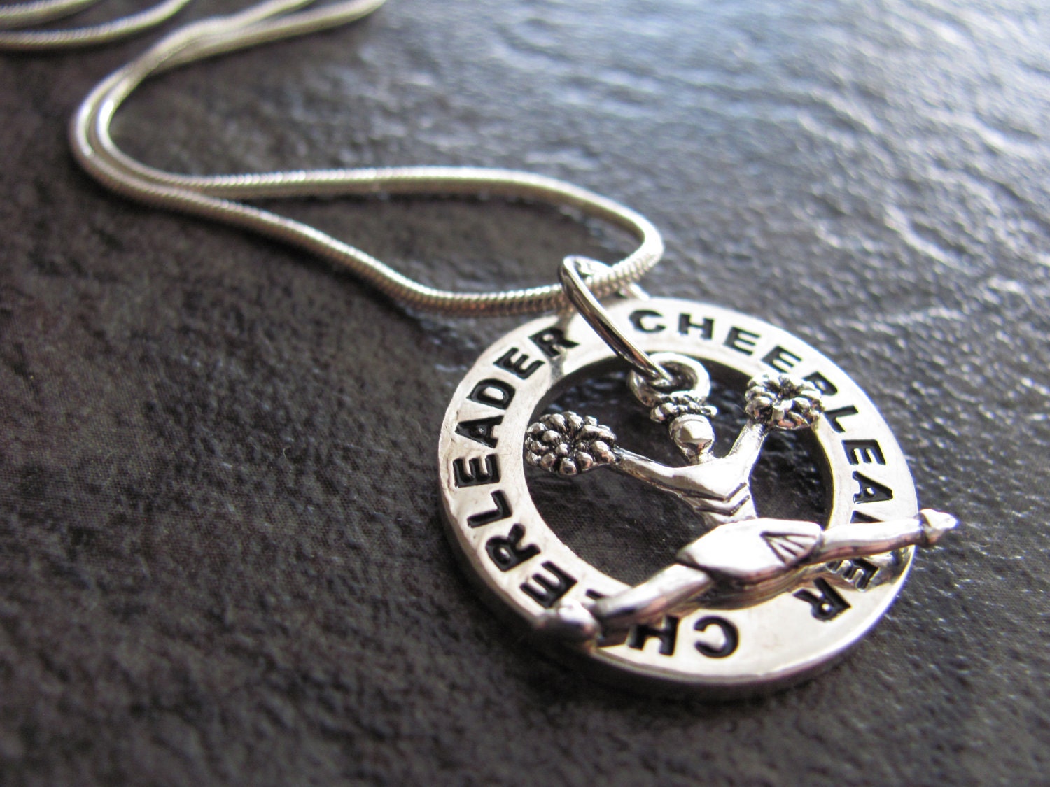 Cheerleader Necklace Silver Cheerleading Charm Necklace