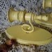 Shabby French country style Squash yellow Candle sconce PAIR, distressed, chippy, wood and metal