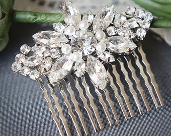 Crystal Bridal Hair Comb Swarovski Pearl Hair Comb Vintage