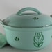 DRU Holland Green Tulip Dutch Oven 1 Quart Enamel Cast Iron
