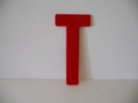 Vintage 8 Inch Large Plastic Red Letter T More by WolfCreekBarn