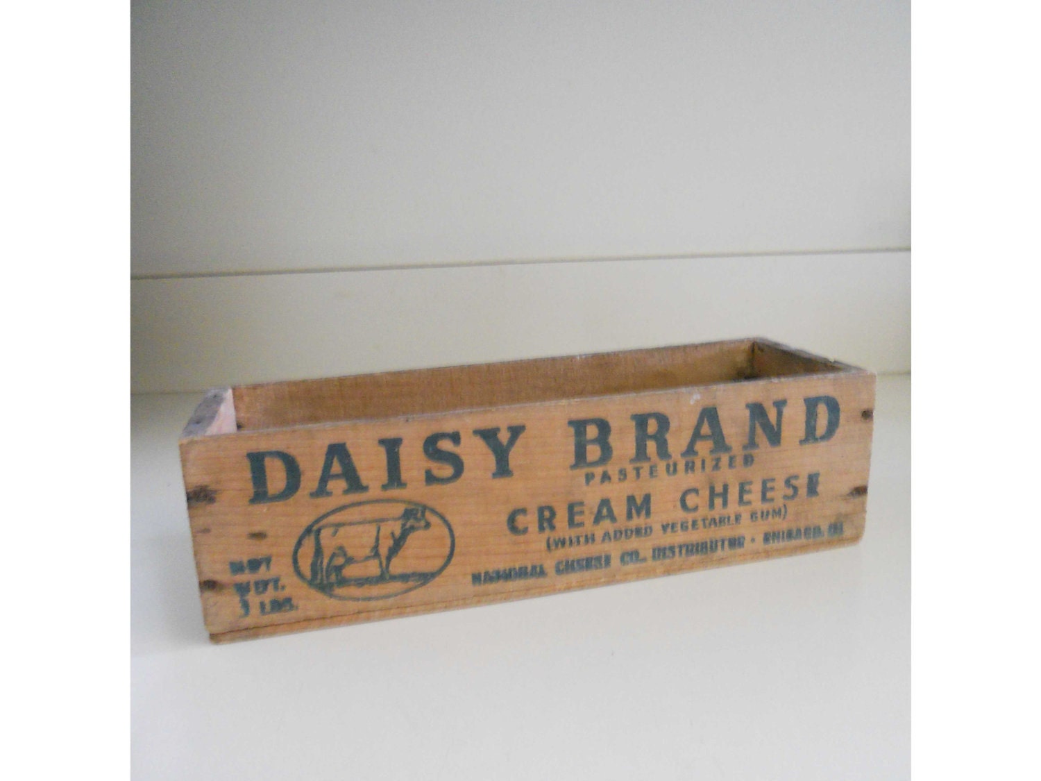 Vintage Wooden Cheese Box Daisy Brand Cream Cheese Advertising