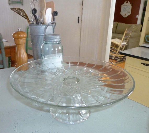 Vintage Cut Glass Pedestal Cake Stand by CobyHouseWares on Etsy