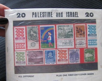 Vintage Palestine and Israel Stamp Collection 20 Unopened Package
