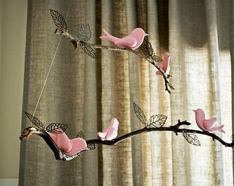 DIY Nursery Mobile - Hand Carved Birds - Do It Yourself MOBILES - Ready to Finish YOURWAY - 5 Different Songbirds