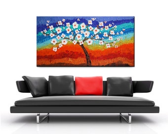 Abstract landscape, Impasto Tree Painting, Original Modern Abstract Tree, Textured Impasto, Large Painting, Heavy Textured, Whimsical Art