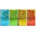 Large Tree Abstract Painting - Modern Large - 4 Panels Painting 24x48 - Textured Impasto Tree Painting