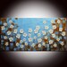 Blue sky painting, White Flowers,Field Painting, Blue landscape,Flowers Field, Impasto Painting, Daisies Field, blue painting , baby blue