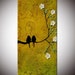 Abstract Birds, Love birds,birds Painting, lovers art,Textured painting,Birds on Tree, Impasto Flowers Painting,white flowers, free shipping