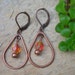 Copper hoop earrings everyday earrings beaded jewelry orange beaded earrings Fiery Hoops