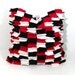 SALE - Decorative Pillow Cushion Cover - Red Black White Geometric - Soft Fluffy Fleece - Wool - 16" X 16 inch
