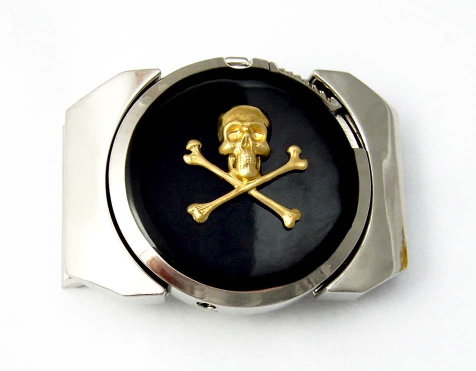 Lighter Belt Buckle Gothic Skull and Crossbones Refillable