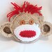 SOCK MONKEY Crocheted Tooth Pillow for Boys and Girls Birthday, Special Occasion Ready to Ship