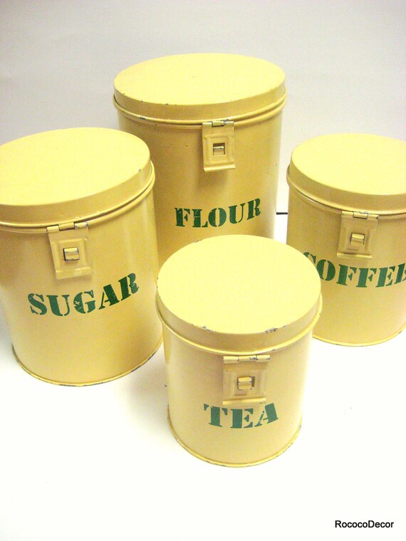 RESERVED FOR PELE Yellow Kitchen Canisters pale yellow with
