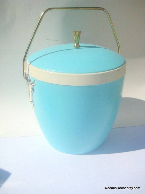 Vintage Ice Bucket Mid Century modern teal vintage by RococoDecor