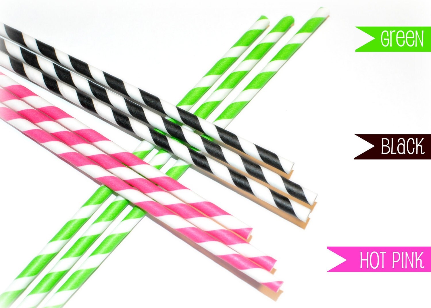 25 Green Striped Paper Straws &amp; DIY Printable by QuaintlyAmusing