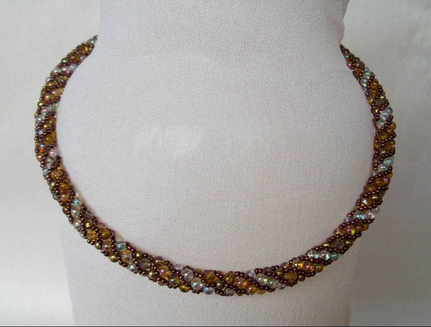 Pattern Beaded Russian Spiral Necklace Jewelry Tutorial in