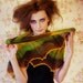 Autumn colors knitted shawl kauni lace wool grren yellow brown
