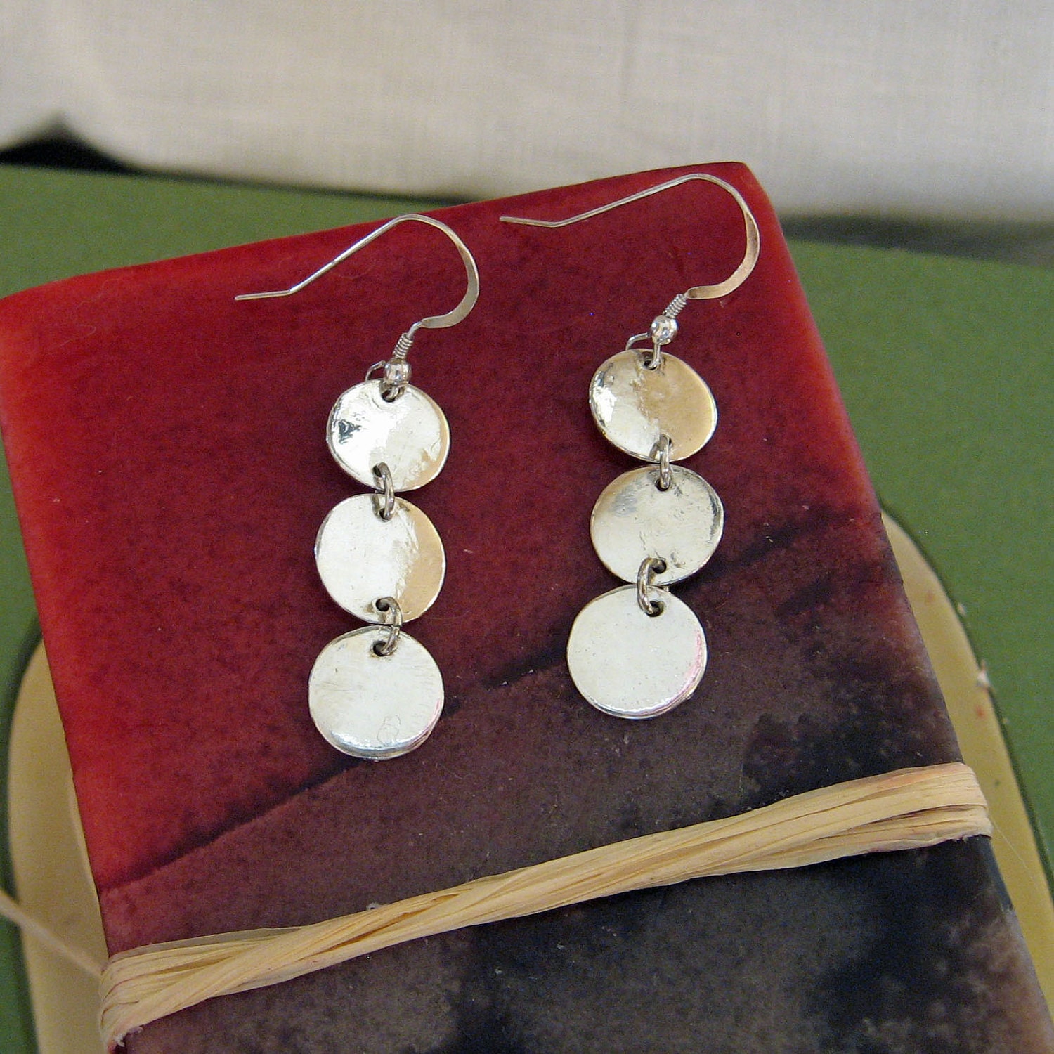 Long dangle silver earrings Clearance