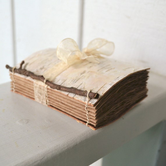 Small Birch Bark Journal with Twig & Recycled Brown Kraft