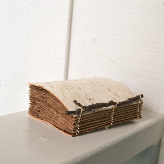 Small Birch Bark Journal with Twig & Recycled Brown Kraft