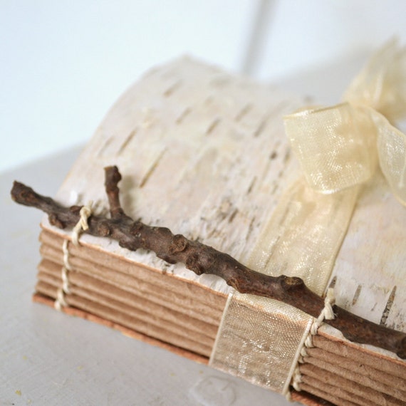 Small Birch Bark Journal with Twig & Recycled Brown Kraft