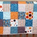 Sale All Star 2 Orange, Blue and Brown Baby or Toddler Boy Quilt--34" x 39"