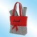 PERSONALIZED DIAPER BAG - 3 Piece Set - Quilted Black and White Houndstooth with Red Accents