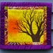 quilted wall hanging, small size, tree, purple, yellow