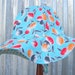 Turquoise Sun Hat with Chin Strap, Fruit Design