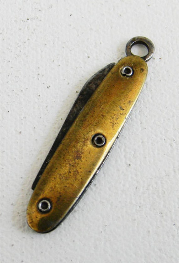 Antique Slip Joint Pocket Brass Knife by alchemievintage on Etsy