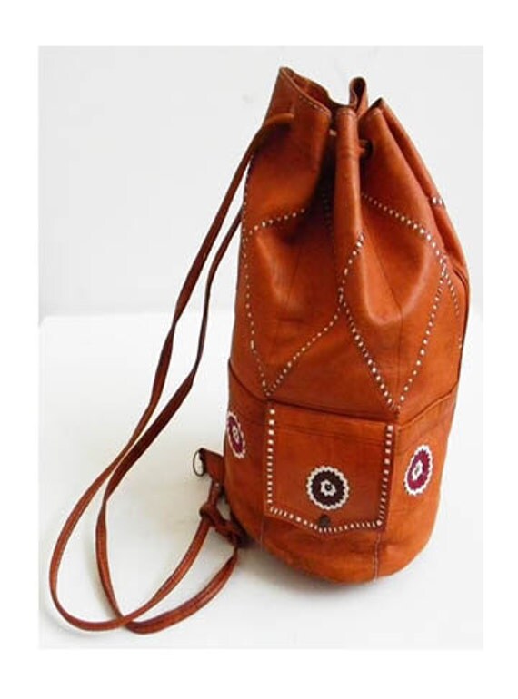 aztec leather backpack