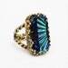 Antique 1930s German Reverse Peacock Glass Ring