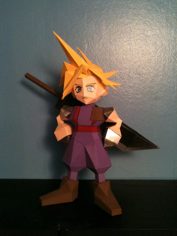 Final Fantasy VII 7 Hand Painted Cloud Papercraft