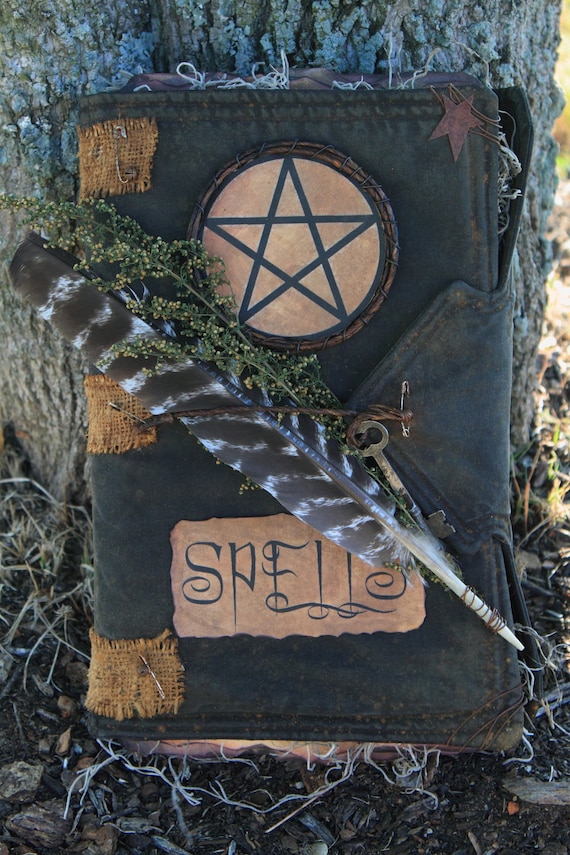 Primitive Folk Art Halloween Witch Spell Book by BeckysPrims