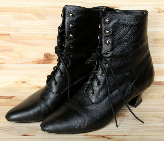 Victorian Ankle Boots vintage 80s 90s Granny lace up steam
