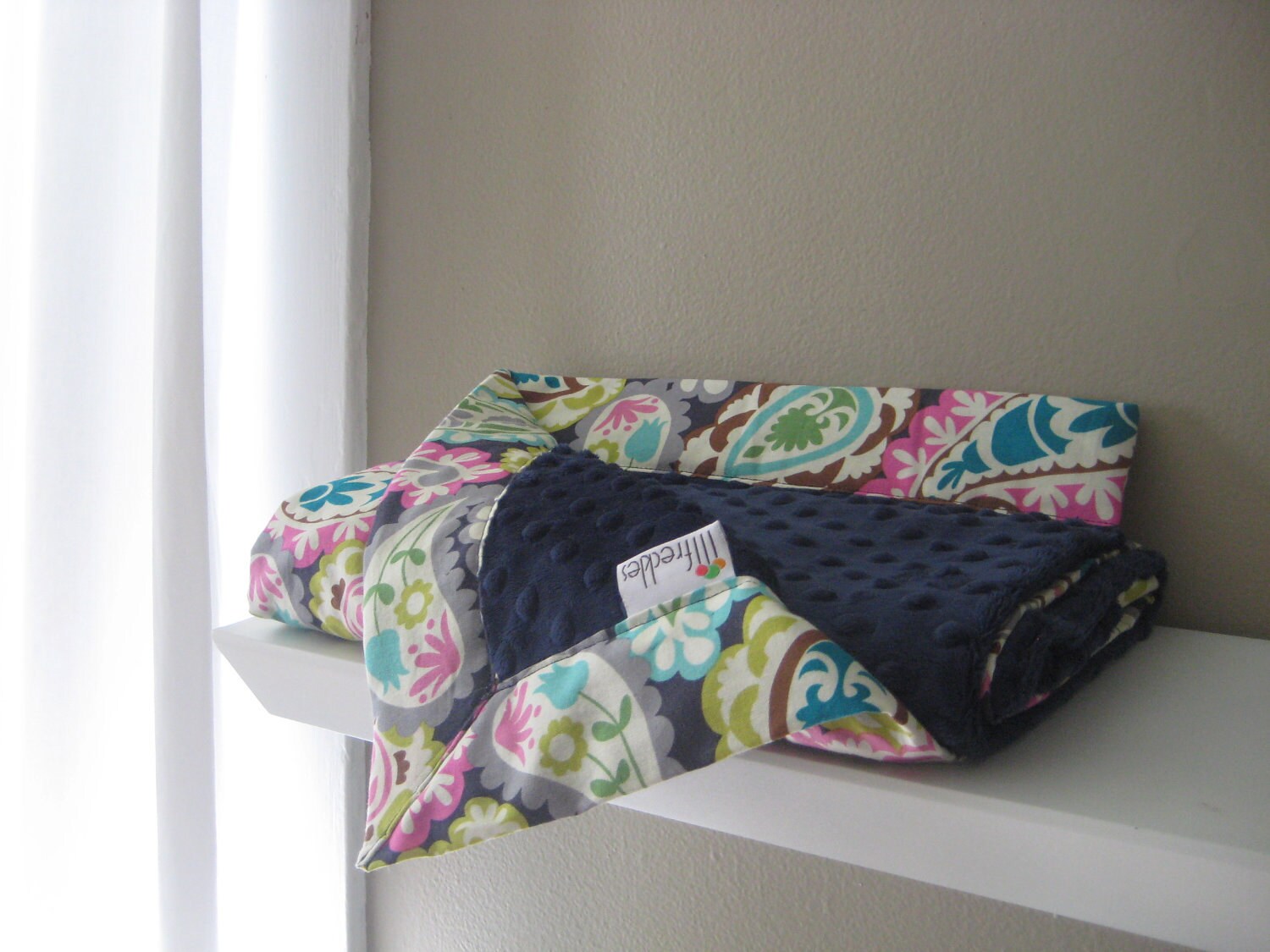 Minky Napping Blanket Roco Paisley with Navy